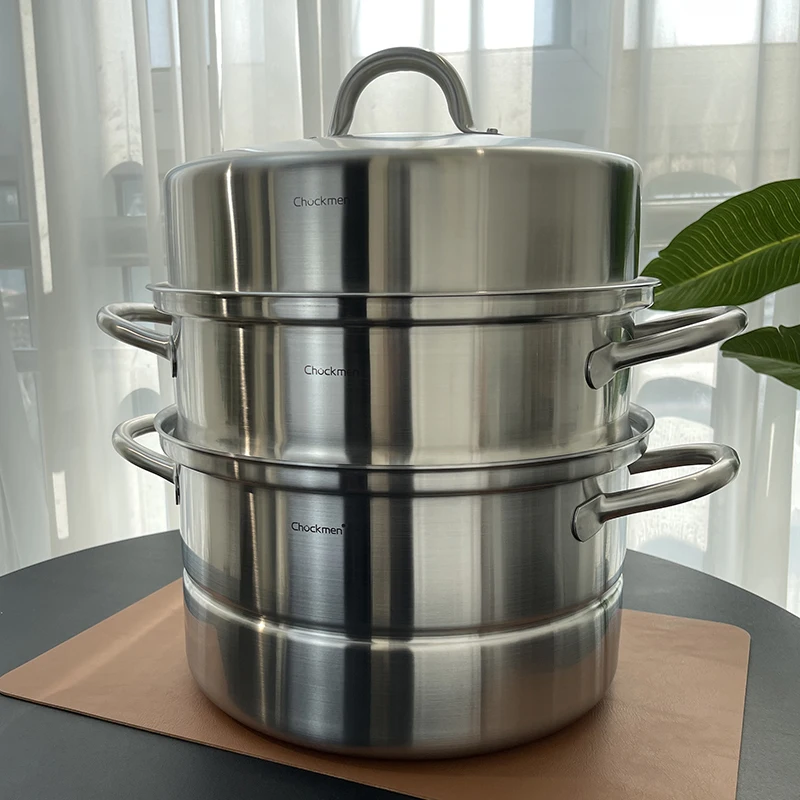 

Stainless Steel Steamer Pot 28cm - 3-Layer Thickened Dumpling Steamer Basket for Cooking Multi-Purpose Kitchen Cookware with Lid