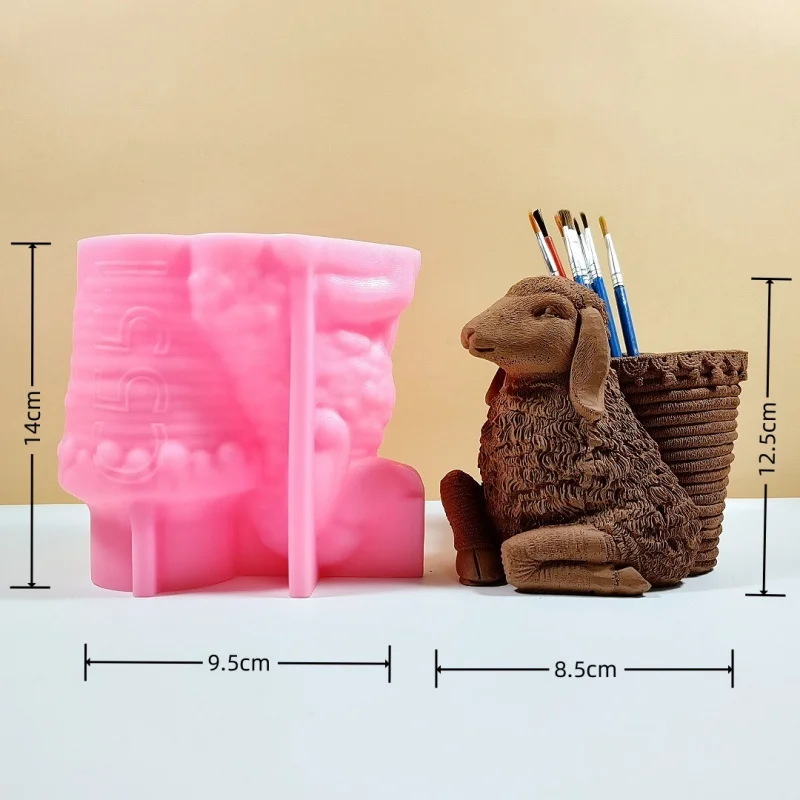 

Reusable Animal Planter Mold for DIY Succulents, Plaster Ornaments - Lamb with Plants Design