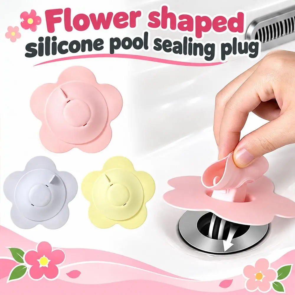 Press-to-Seal Silicone Sink Stopper Flower Shaped Reusable Basin Stopper Flexible Structure Odor Blocking Sink Drain Cover