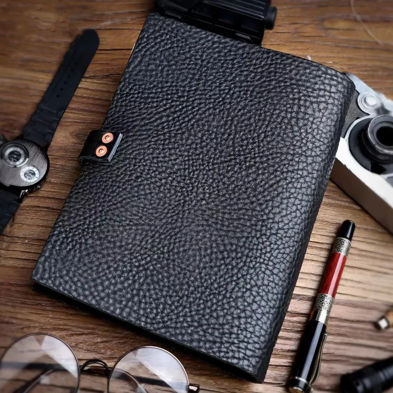 

High-end Genuine Leather A5 Notebook Loose-leaf Binder Journal Business Diary Weekly 6 Six Rings Planner Office School