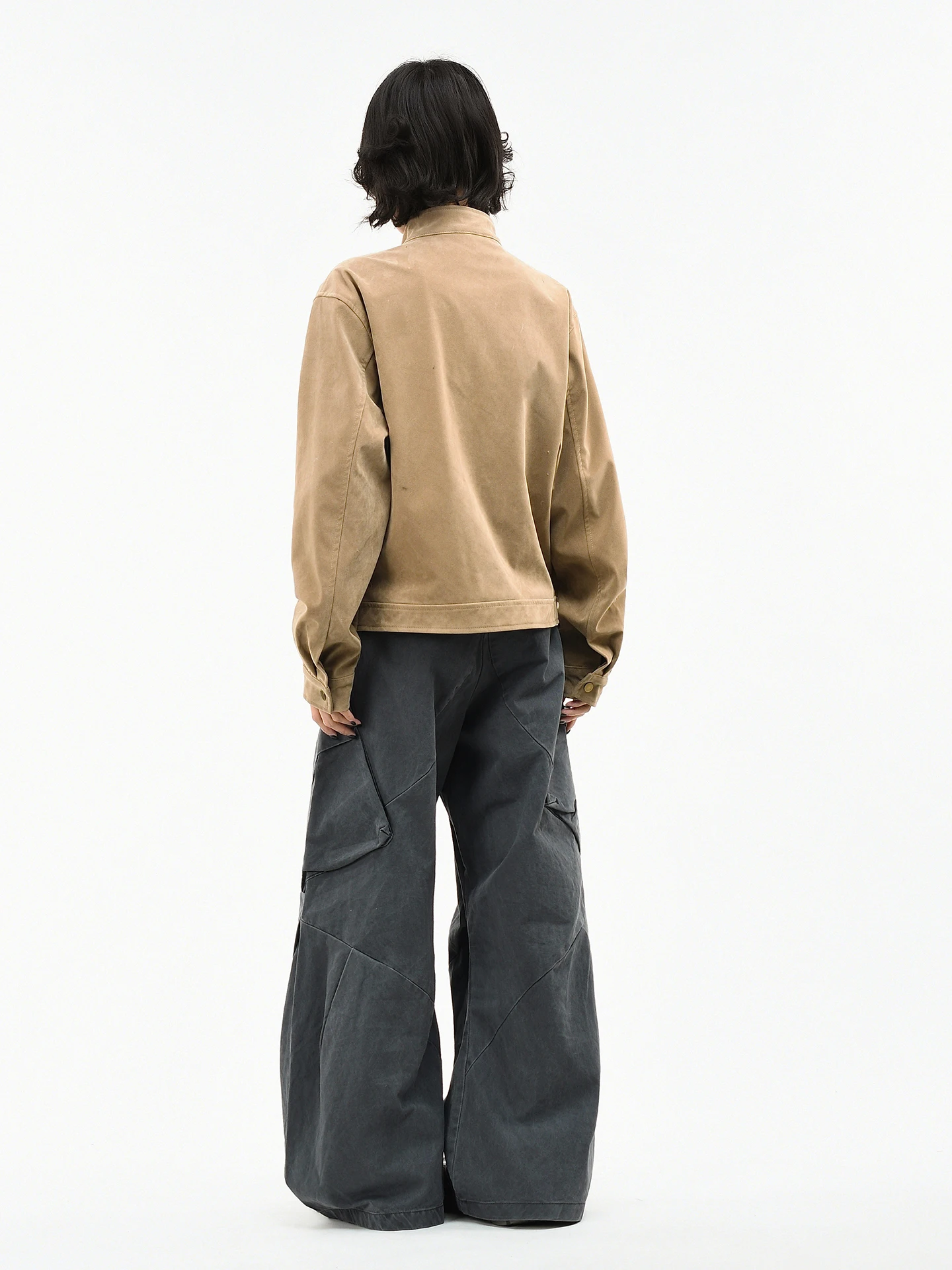 OV オリジナル アメリカン バーン スタイル ショート パッド入りジャケット レディース ルーズフィット ベルベットカラー 春シーズン レトロ ハリントン コート