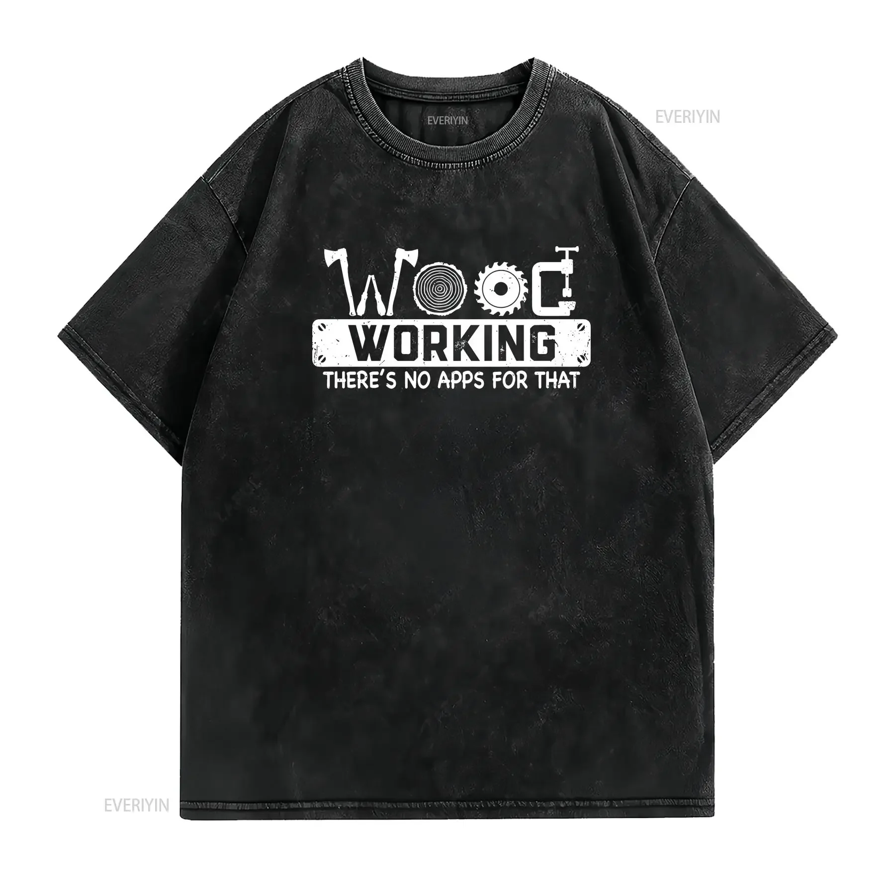 النجارة لا توجد تطبيق لهذا تي شيرت نجار Woodworker عتيق مغسول برسومات قليلاً ملابس مصممة أزياء