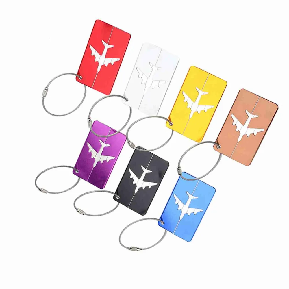 

7 шт. прочные багажные бирки из алюминиевого сплава, петля из нержавеющей стали, красочные бирки для сумок, дорожные этикетки для путешествий