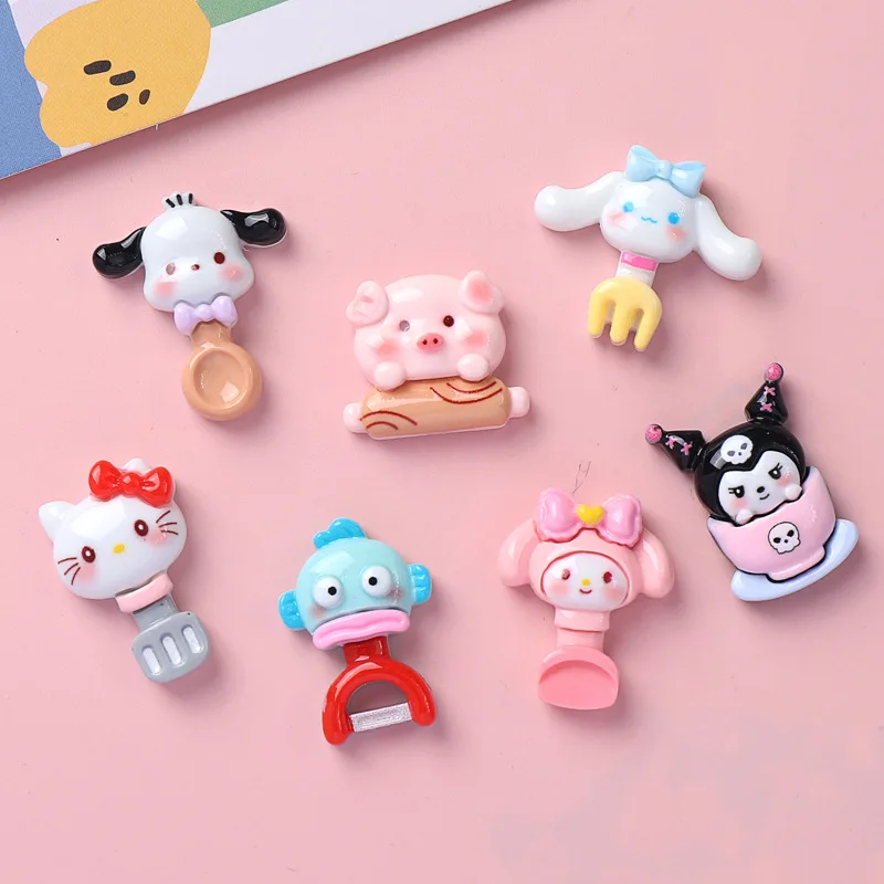 5pcs Cartoon shiny sanrio hello kitty resin flatback for craft diy supplies cabochons charms for scrampbooking embellishments