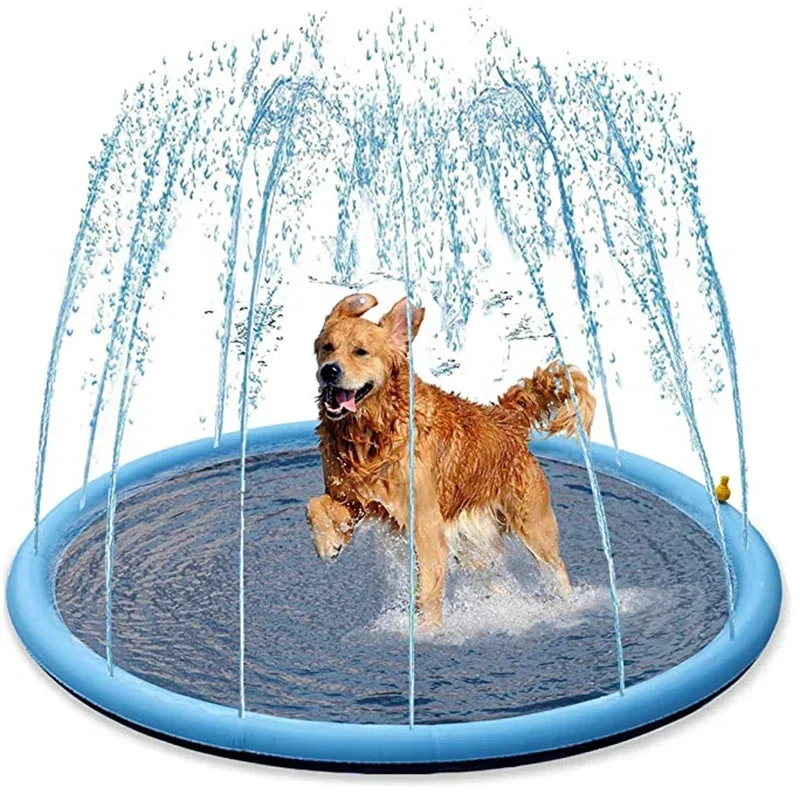 

150/170cm Summer Pet Swimming Pool Inflatable Water Sprinkler Pad Play Cooling Mat Outdoor Interactive Fountain Dog Toys
