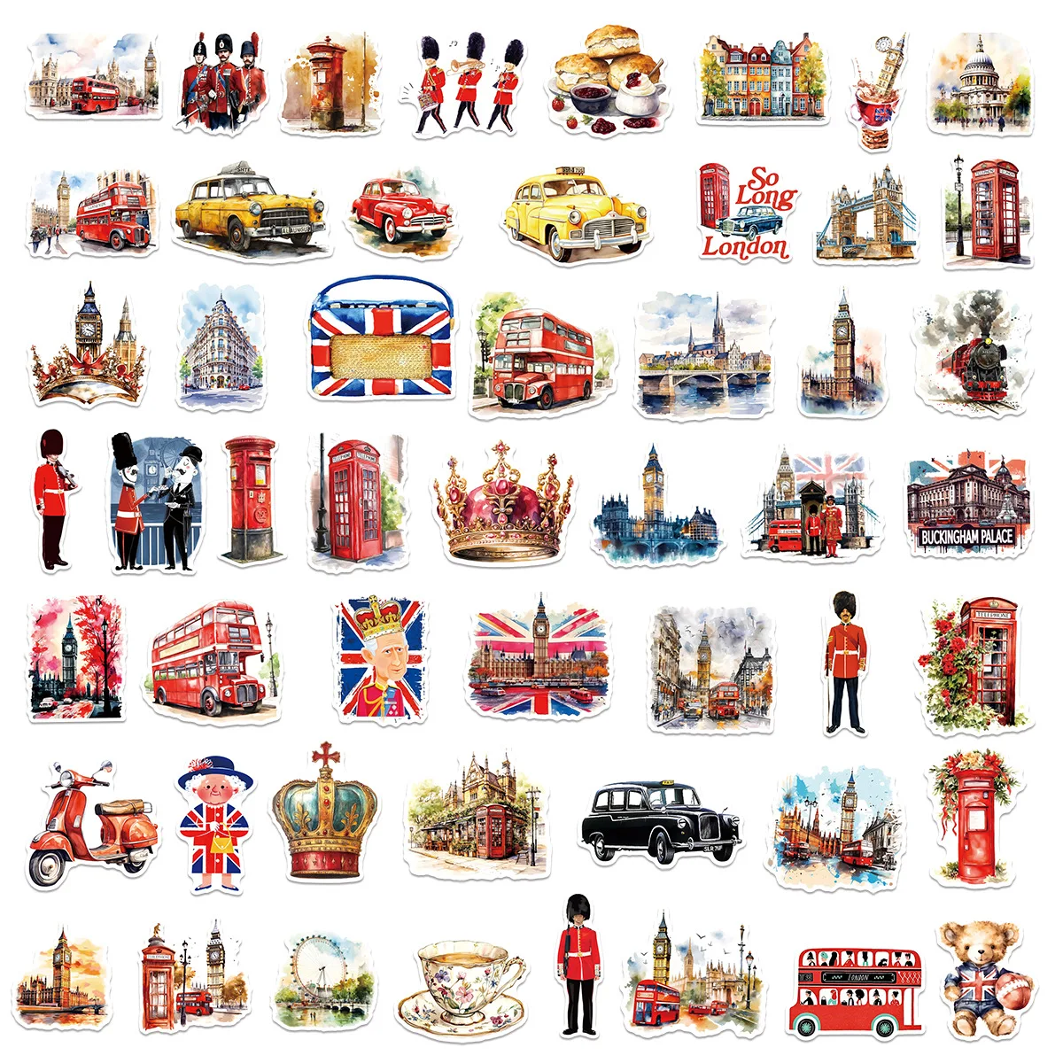 10/50 قطعة لندن المملكة المتحدة الكرتون ملصقات المائية نمط الكتابة على الجدران السفر الديكور DIY بها بنفسك اللعب المحمول الغيتار الدراجة سكيت الشارات