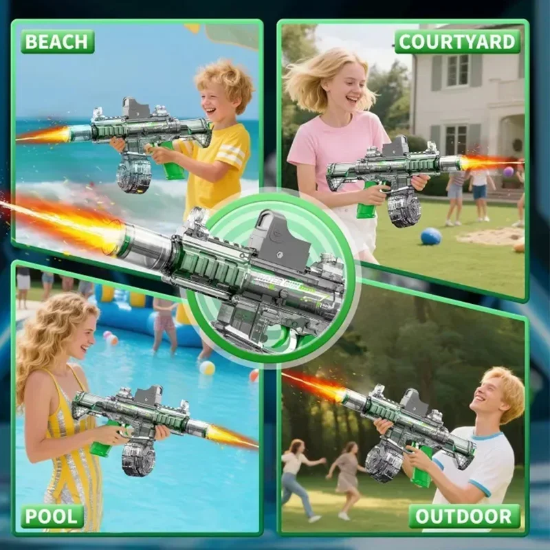2025 ใหม่น้ําปืน M416 ไฟฟ้าของเล่นแรงดันสูงอัตโนมัติ M416 ปืนไรเฟิลผู้ใหญ่เด็กหญิงฤดูร้อนเกมสระว่ายน้ําชายหาดของเล่น