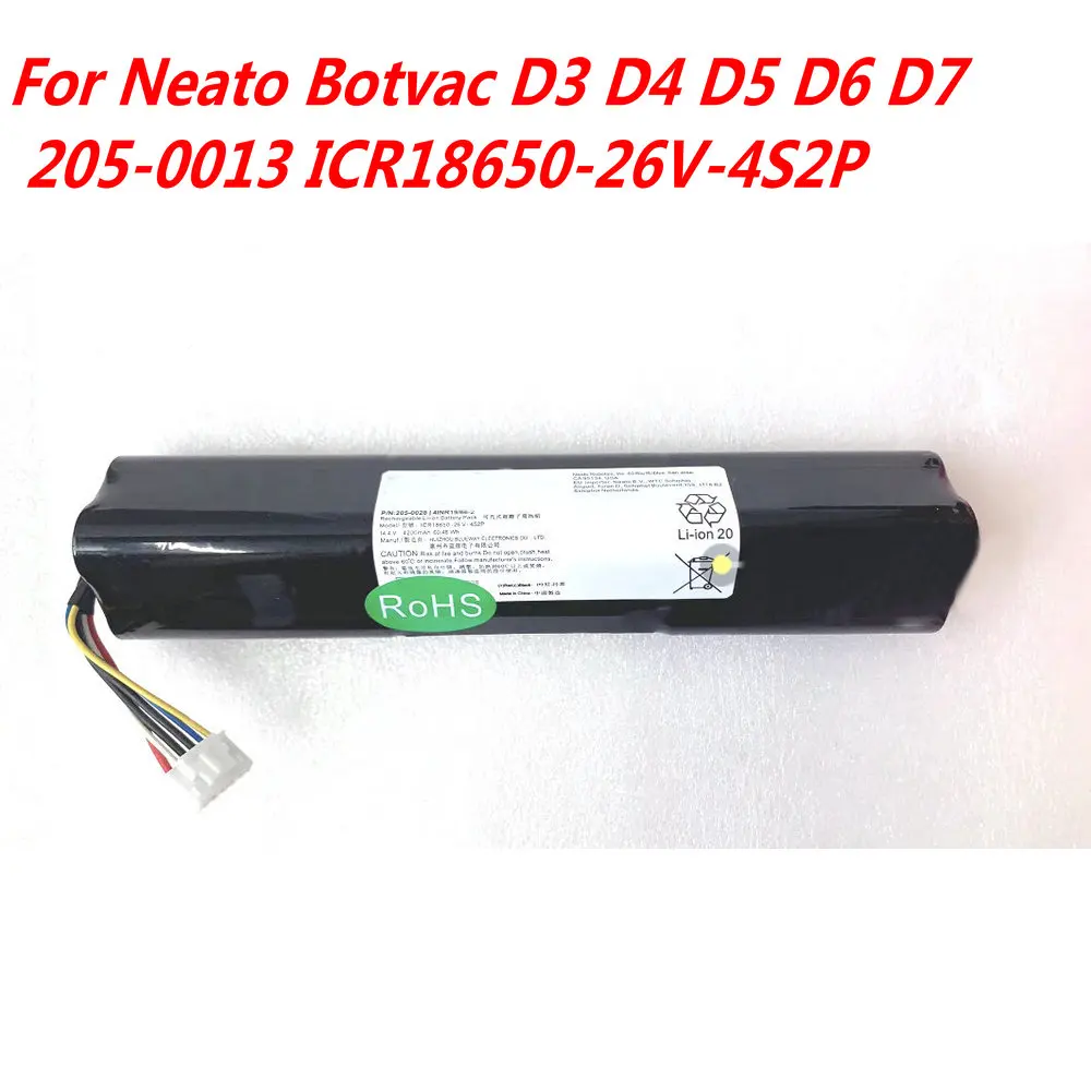 

Original 14.4V 205-0011 Battery For Neato Botvac D3 D4 D5 D6 D7 205-0013 ICR18650-26V-4S2P 4200mAh