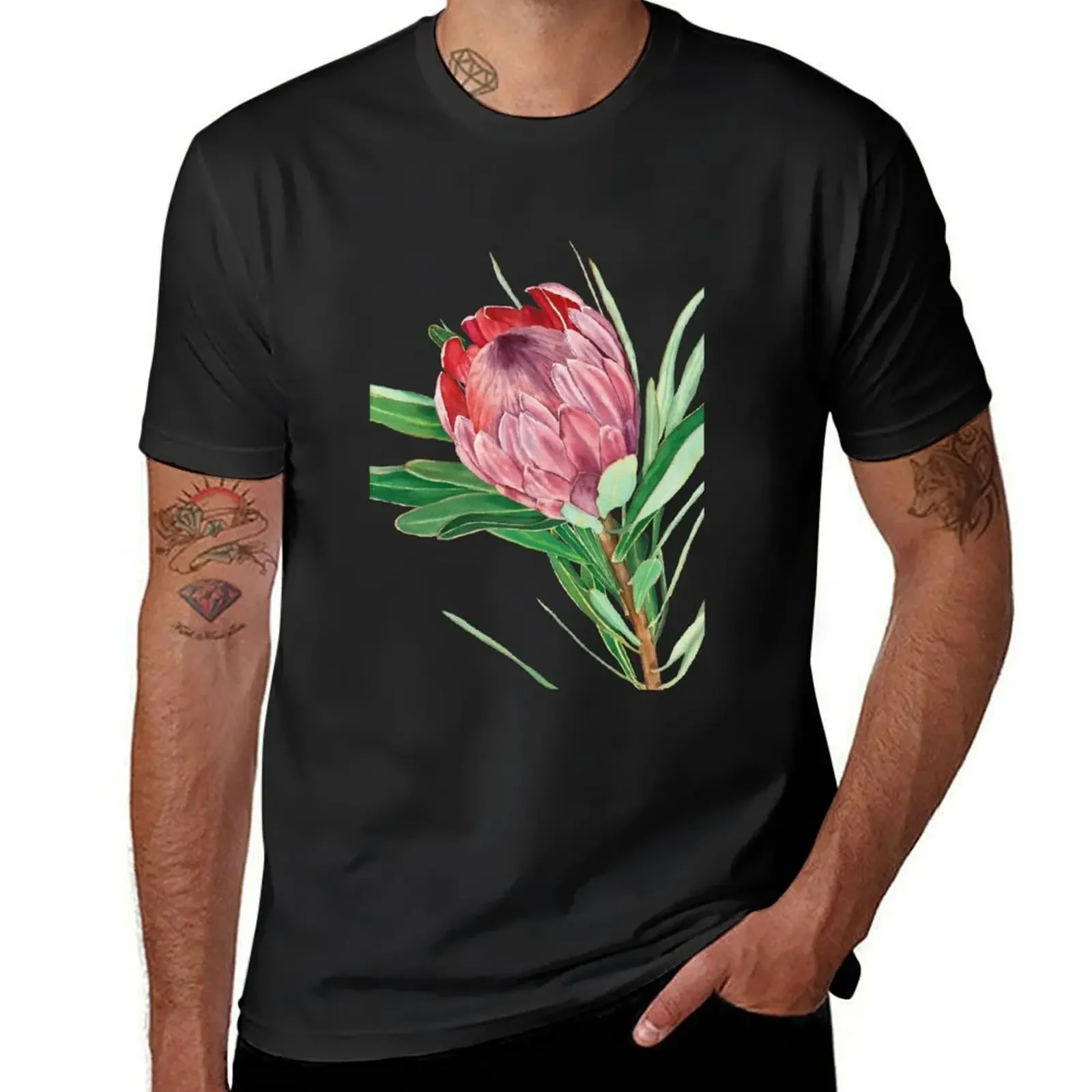 Watercolor protea flower T-Shirt blacks shirts graphic tees designer shirts slim fit t shirts for men