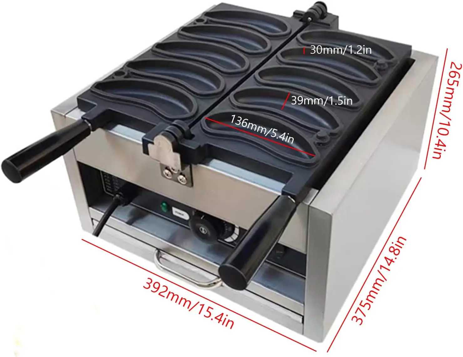 Banana Shaped Waffle Maker, Smiling Face, Non-Stick Coating, 50-300℃ Temperature Adjustable, Snack Making Machine