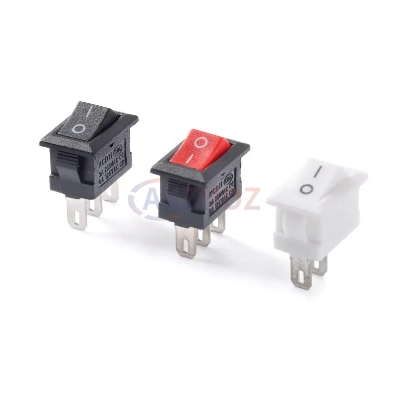 10PCS KCD11 Rocker Switch 10*15mm Mini Push Button Switch ON-OFF / ON-OFF-ON 2 Pins / 3 Pins 3A 250VAC / 6A 125VAC 10x15mm