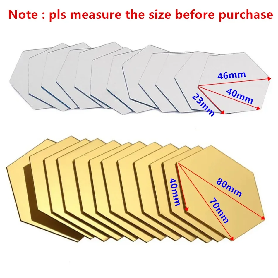 六角形のアクリル壁ミラー,6/12ピース,ステッカー,4色,モザイク,装飾用ステッカー,DIYオーナメント,理想的なギフト