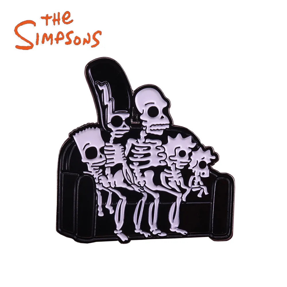 The Simpsons Family Enamel Metal Brooch Cartoon Lapel Pins Personality Badge Clothing Funny Halloween Gifts Cosplay Accessories