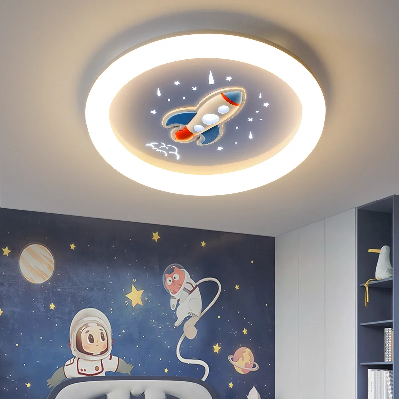 Cartoon Space Rocket Led Ceiling Lights For Boys Baby Kids Room Chandelier Airplane Lamp Children Bedroom Ceiling Light Fixtures