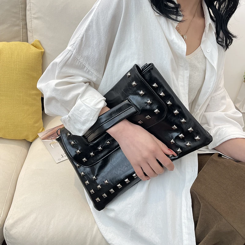 

Luxury Women's Designer Bags Rivet Clutch Bag For Women 2024 Female Shoulder Crossbody Bags Brands Woman Bag Purse Handbags Sac