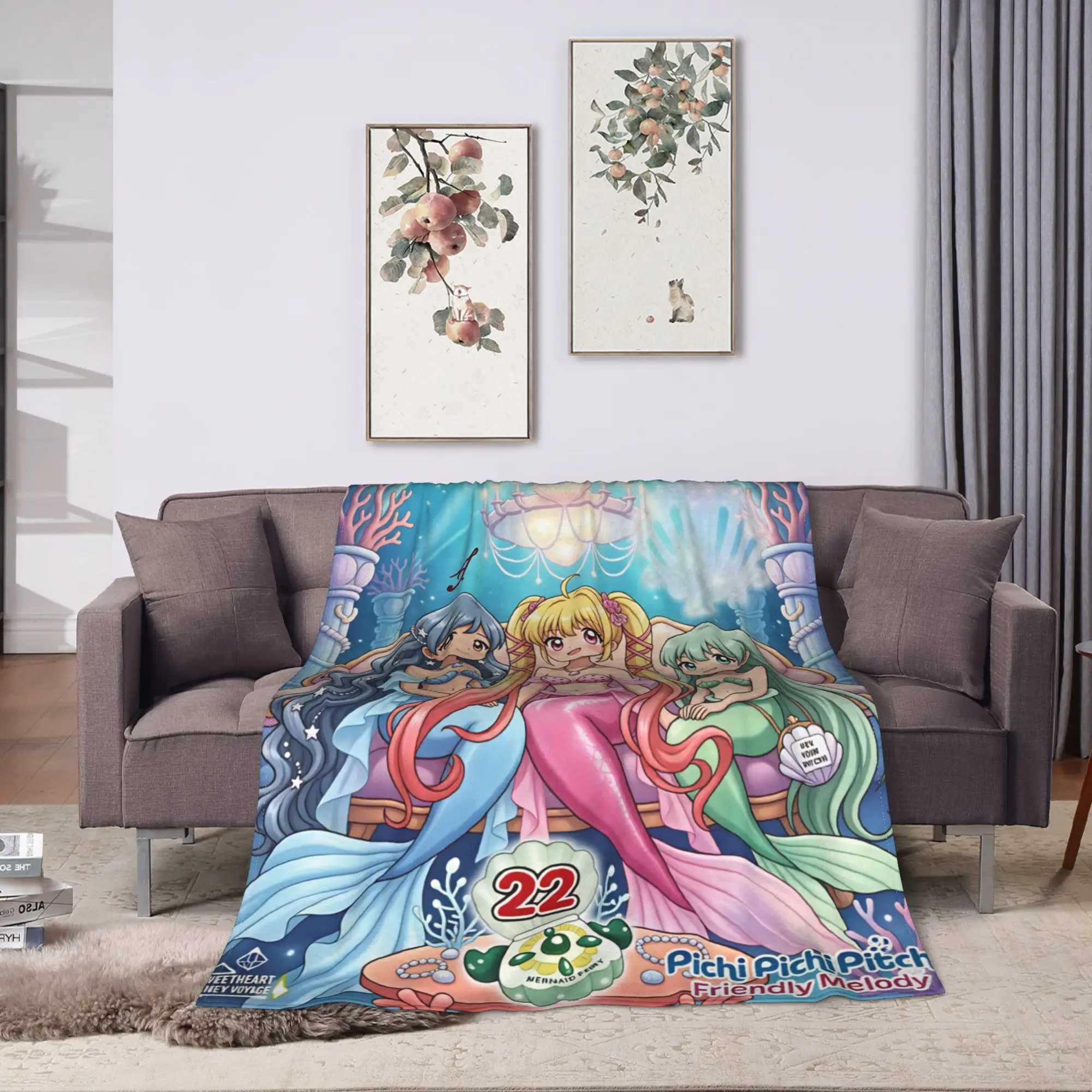 M-Mermaid Melody Pichi Pichi PitchS  Bedding Throws  Flannel Bedspread For Home Decor Street Trend Sofa Bed Cover
