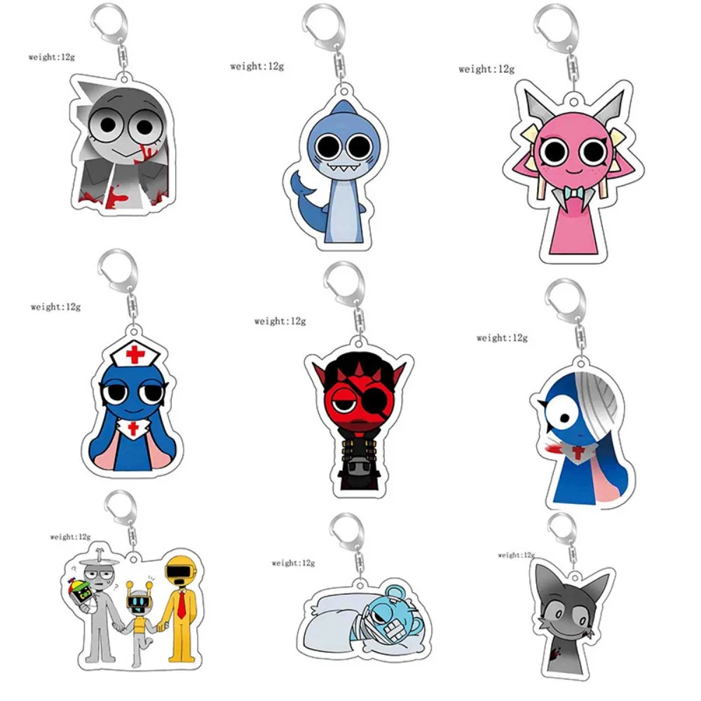 Game Sprunki  Acrylic Keychain Charm Figures Grey Depler Simon Game Peripheral for Accessories Bag Pendant Jewelry Fans Gifts