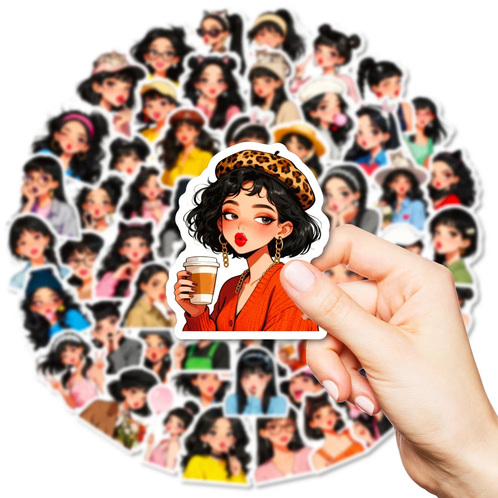 10/56PCS Cartoon Cute Girl Stickers Beautiful Playful Girl Graffiti Decoration Notebook Suitcase Guitar Skateboard Phone Decals