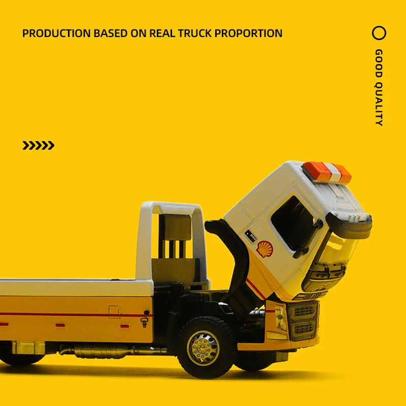 1:50 Volvo Öltanker LKW Anhänger Legierung Anhänger Shell Auto Modell Kinder Sound und Leichtmetall Auto Modell LKW Junge Spielzeug