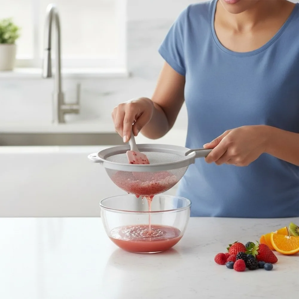 Colander Fine Mesh Flour Sifter Set Handheld Large Size Flour Sieve 3 in 1 Plastic Kitchen Strainer Sugar Frosting