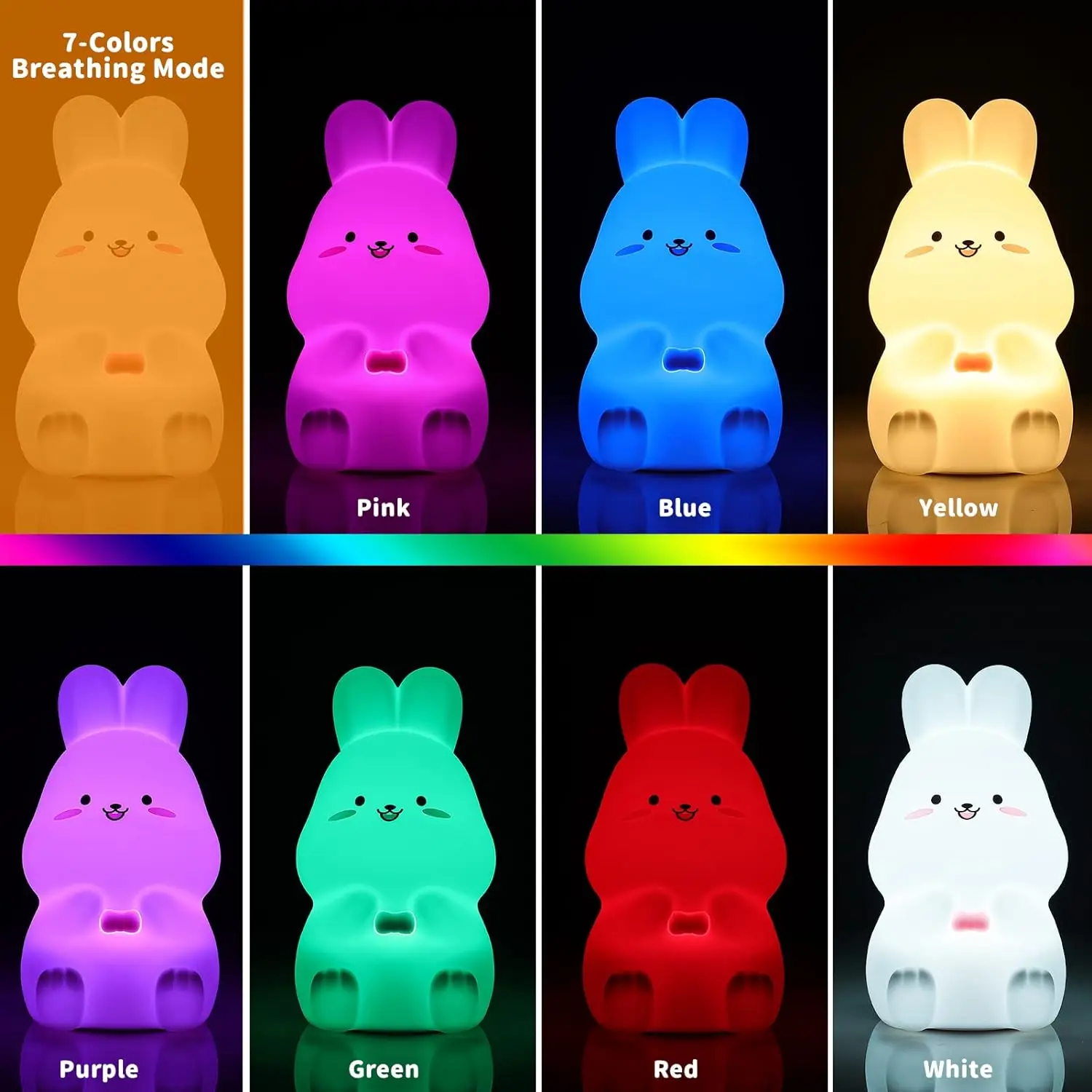 7 Color Little White Rabbit  Bedroom Bedside Nightlights Breastfeeding Night Light Decoration Birthday Gift Children Lamp