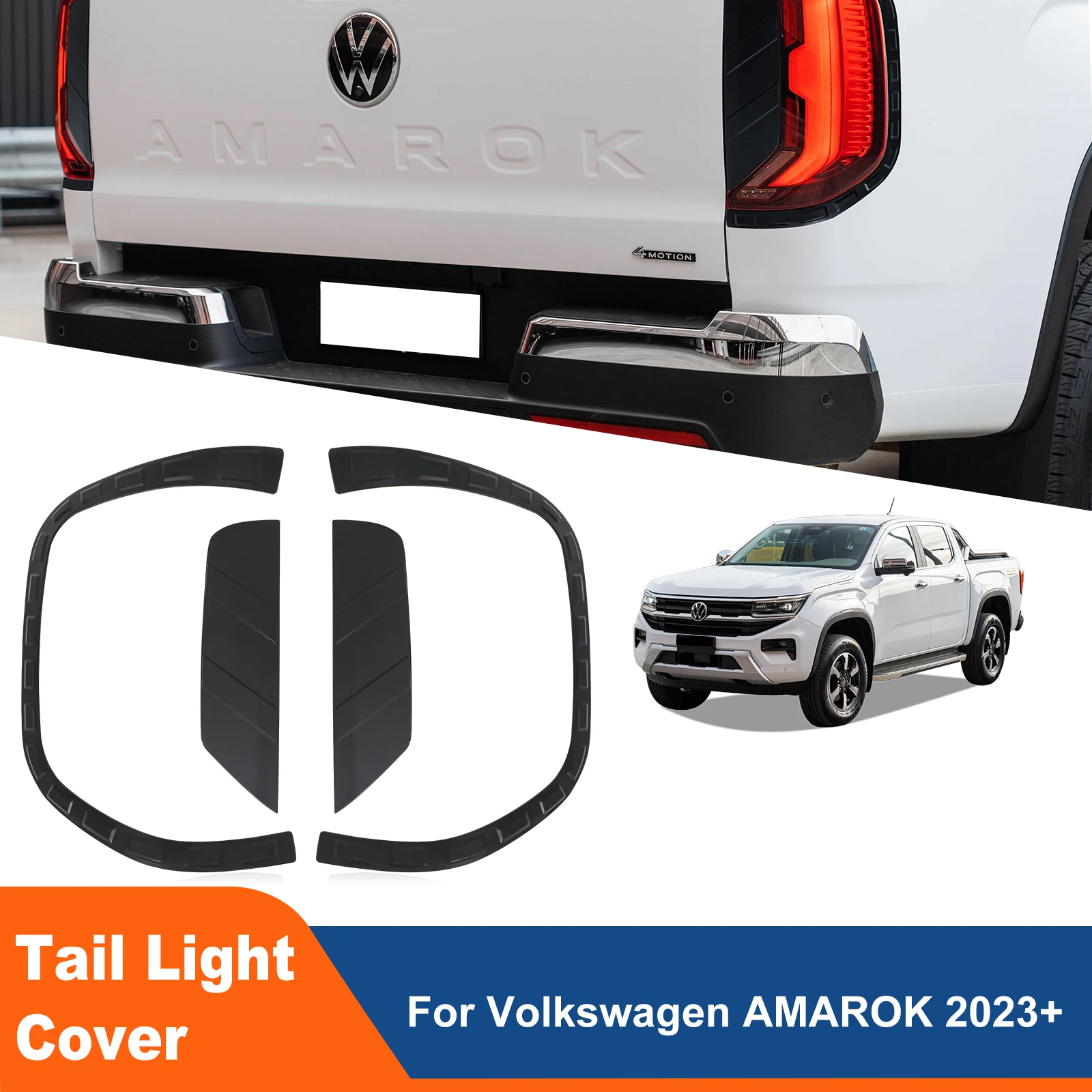 

2PCS Tail Lights Cover Trims For Volkswagen VW Amarok 2023-2025 Matte Black Rear Lamp Hoods Decorative Car Exterior Accessories