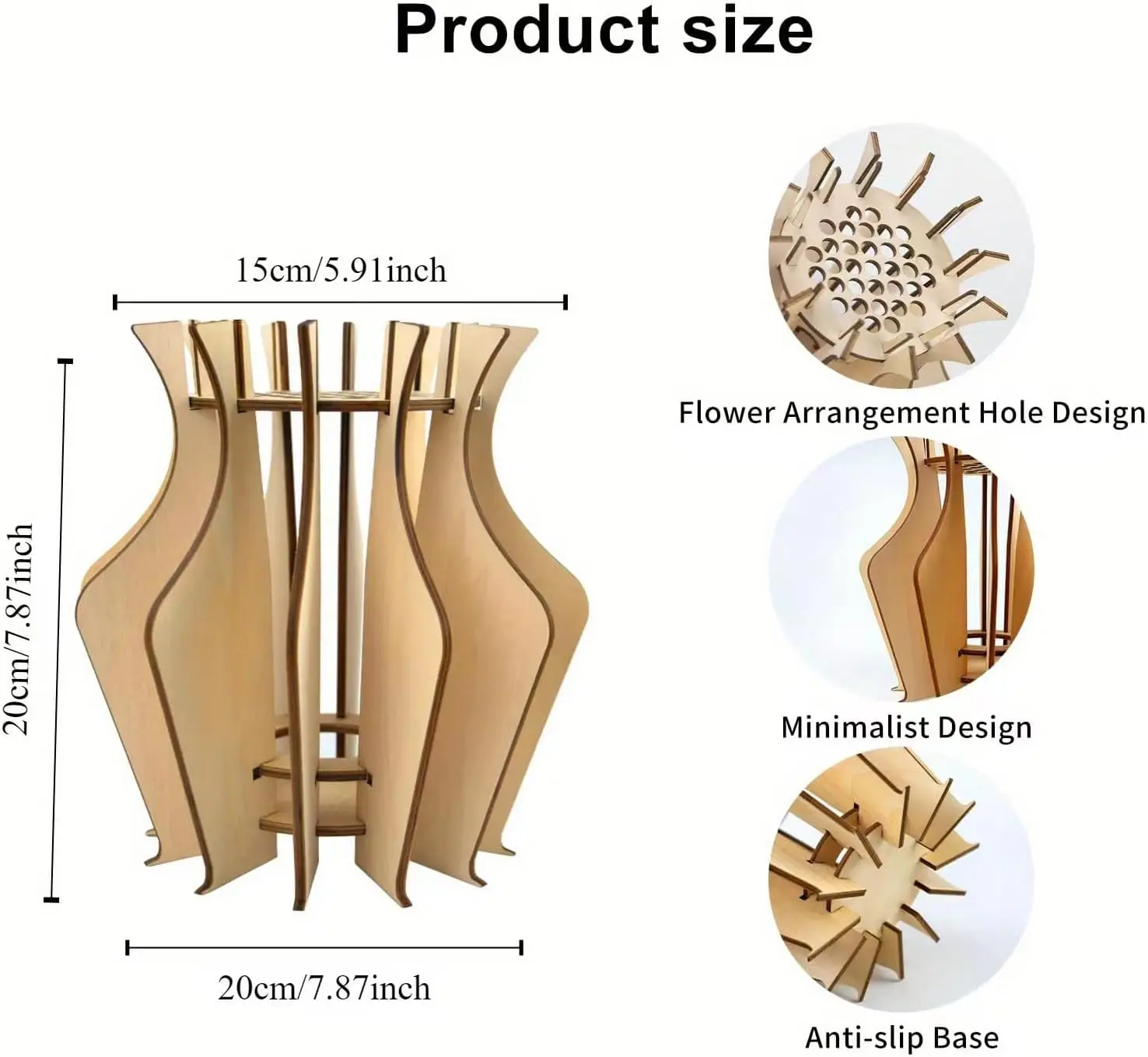 Wooden Vase for Lego Flowers, Vase Building Set for Roses, Wooden Puzzle Flower Vase for Lego Flower Bouquet Building Set - view 2