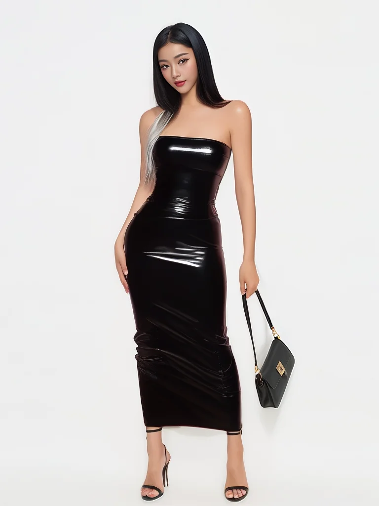 

Sleeveless women's plus size synthetic leather dress PU women's summer sexy