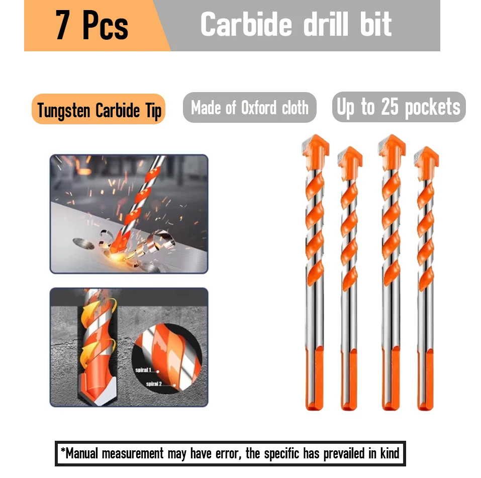 

7PCS Multifunctional Triangle Drill Bit Diamond Drill Set Ceramic Tile Concrete Brick Wood Glass Punching Hole Saw Metal Dril