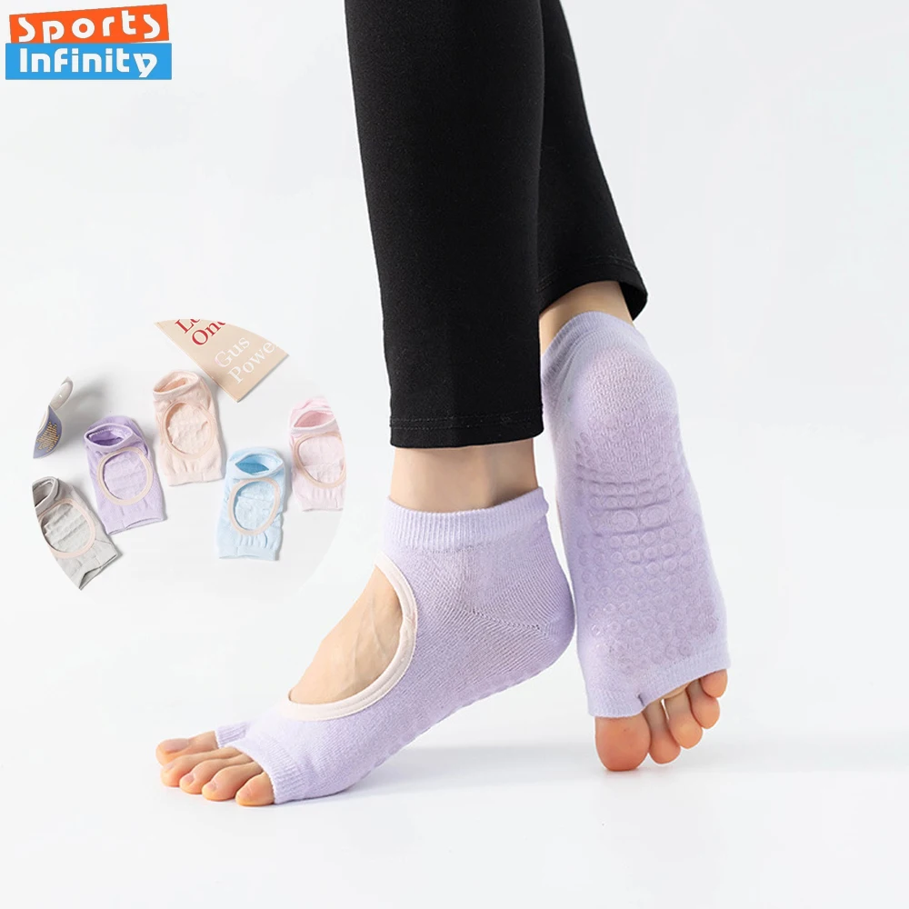 Split Toe Backless Yoga Socks Women Cotton Breathable Professional Pilates Socks for Women Indoor Dance Fitness Sports Socks