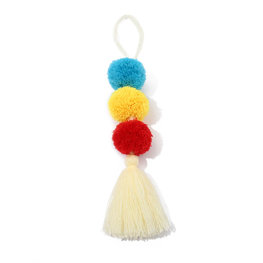 Creative Cashmere Pompom Keychain Fashion Colorful Plush Ball Keyrings With Tassel Women Bag Pendant Ornament Jewelry Gifts