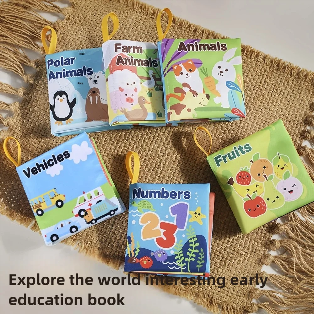 Libro di stoffa cognitivo infantile Educazione precoce del bambino Educativo Foresta dell'oceano Animali da fattoria Piccolo libro di stoffa touch resistente allo strappo