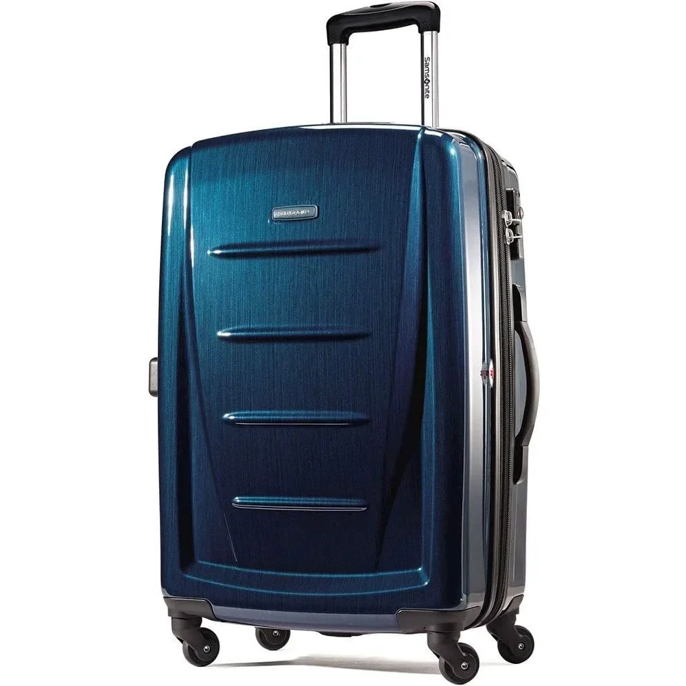 2 Hardside Expandable Luggage with Spinner Wheels, Checked-Large 28-Inch, Deep Blue