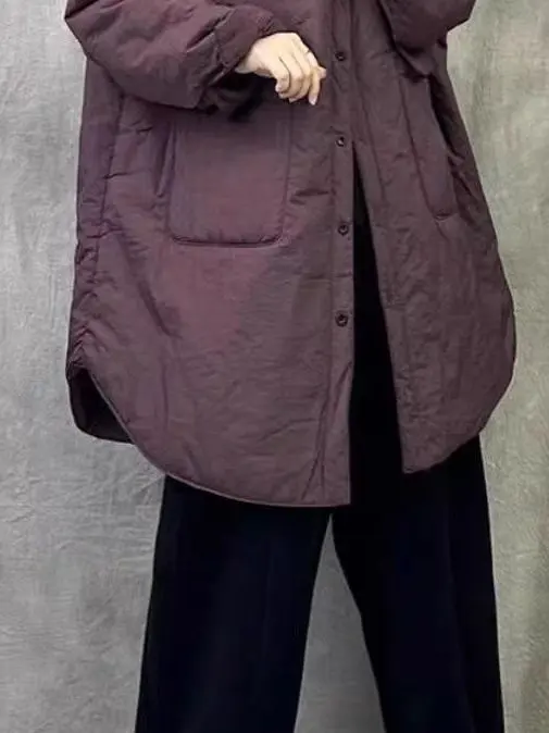 

Женская хлопковая куртка в стиле ретро, свободного кроя, теплая, без бирки бренда, осенне-зимняя новинка, универсальная, больших размеров