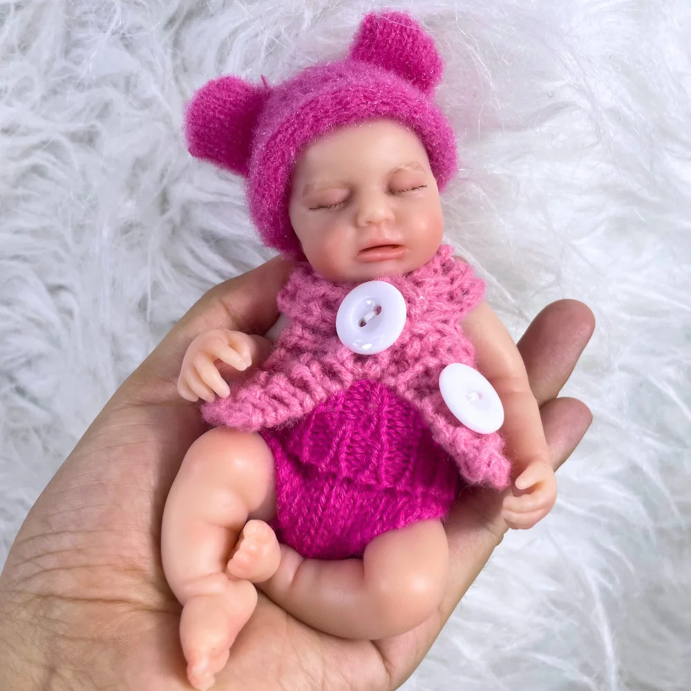 Offener Mund LouLou Reborn 15CM Vollsilikon-Puppe Waschbarer Körper Lebensechte Weiche Silikon-Geburtstags-Weihnachtsgeschenk 6 Zoll