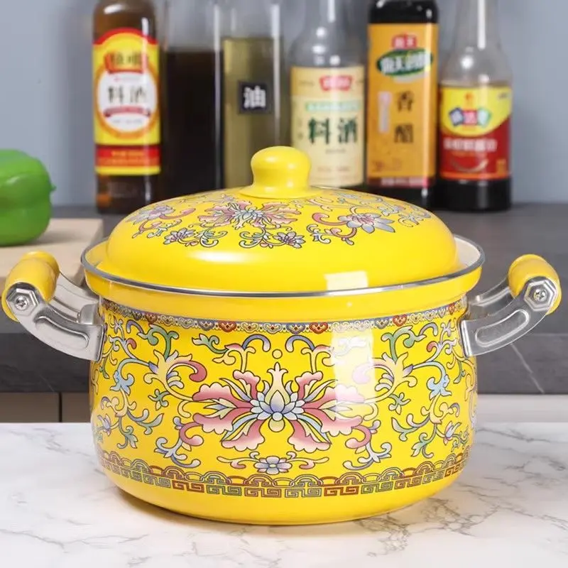 

Enamel Stew Pot Soup Pot Household Cookware Induction Cooker Gas Universal Enamel Cooking Stockpot