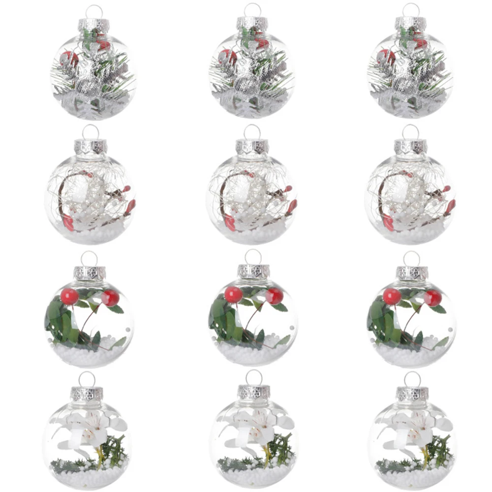 

12Pcs 6cm Christmas Balls Pendant Decorations Creative Clear PET Fillable Hanging Ornaments Xmas Party Home Decoration