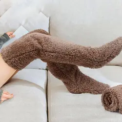 무릎 위 허벅지 높은 양말, 푹신한 양말, 부츠 양말, 레깅스 스타킹, 봉제 다리 워머, 사무실 거실 여성 키즈