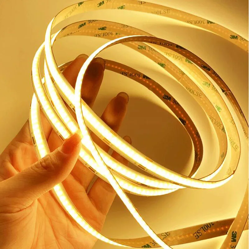 12V 24V 5mm 8mm 10mm LED Cob CCT Strip Dual Color Dimmable Flexible Soft Tape High Density Three Color Temperature 2700K-6500K