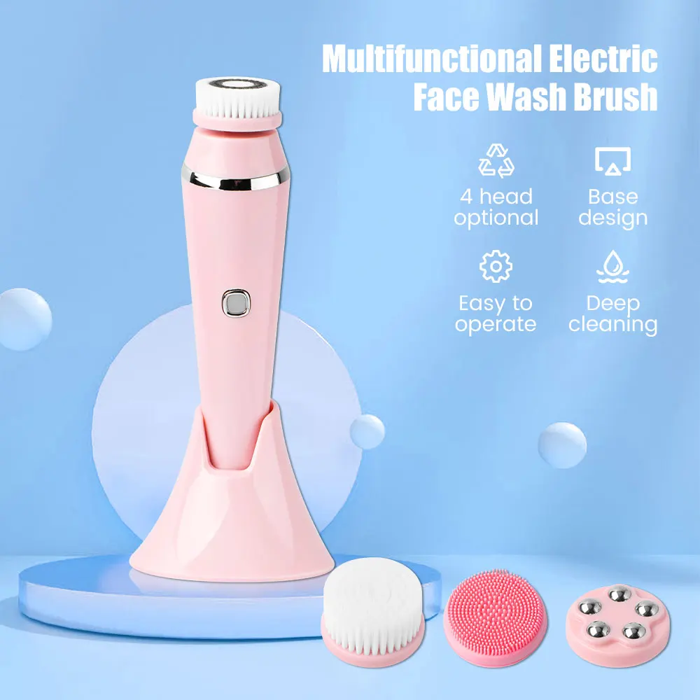 4 in 1 Electric Facial Cleansing Brush Rechargeable Waterproof Spin Sonic Exfoliator Face Scrubber Cleanser Skin Care Machine - view 2