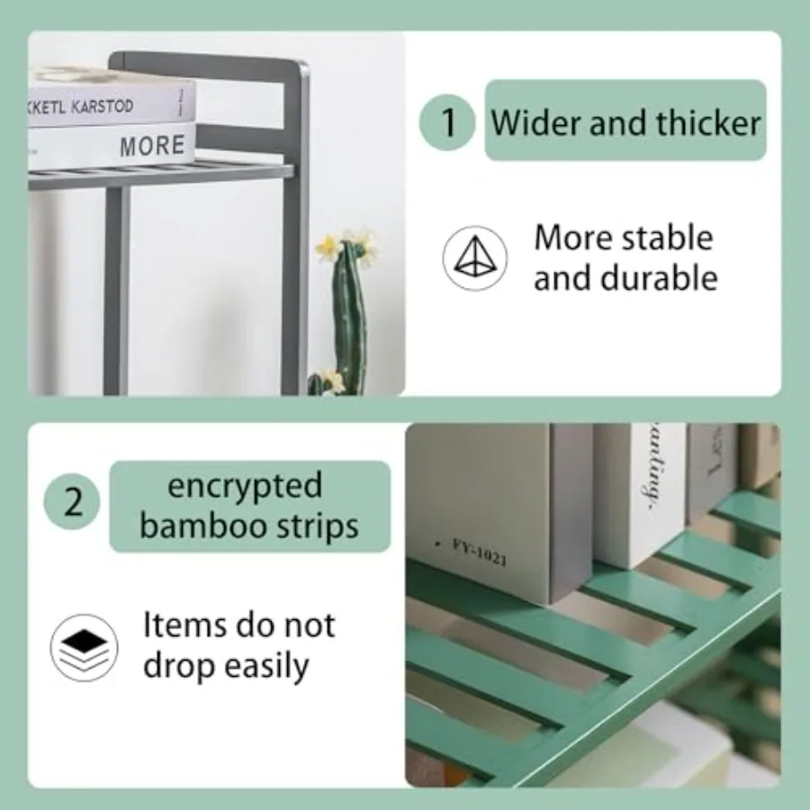 Бамбуковая полка, 4-уровневый книжный шкаф, полки для хранения, небольшая книжная полка, многофункциональная полка для хранения, витрина для ванной комнаты, кухни