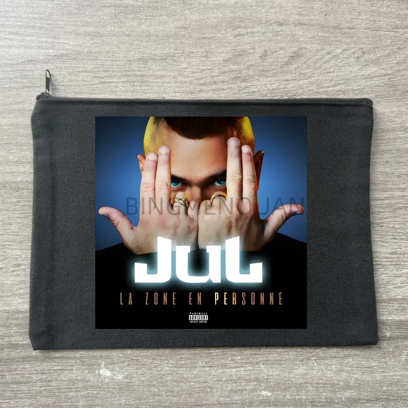 Rapper Jul Rien JUL Tchikita Canvas Makeup Bag Portable Travel Black Cosmetic Bag with Zipper Female Coin Pouch Women