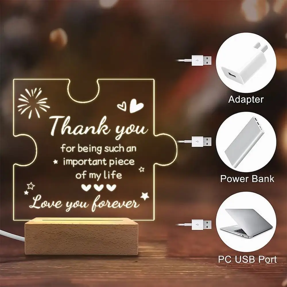 1 x leuchtendes Acryl-Puzzle-Plakette, Fotografie-Zubehör, USB-Basis, All-People-Dankeschön-Geschenk, Sammlerfiguren