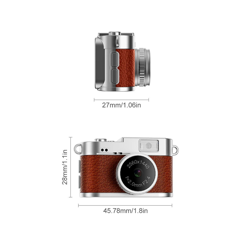 2025 New Thumb Pocket 2K Digital Camera HD Retro Mini Camera Portable Keychain Camera Outdoor Travel Photo Recorder Gift S160