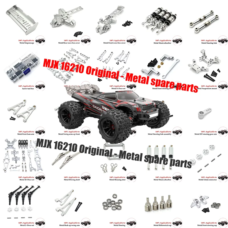 Aluminum Alloy Suspension Arm  Cup Set Upgrade Metal Parts Accessories for Mjx Hyper 1/16 Go  RC Car 16207 16208 16209 H16 H16BM