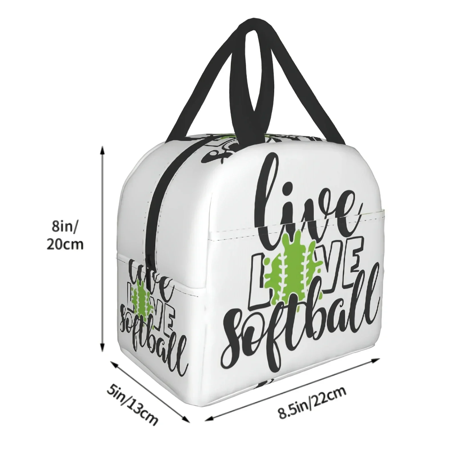 Live Love Softball Lunch Bag for Women Men Insulated Lunch Box for Adult Reusable Lunch Tote Bag for Work Picnic School Travel