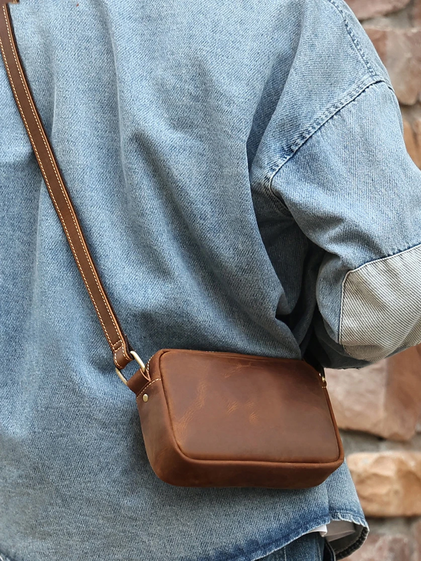 Męskie torby typu Crossbody z naturalnej skóry biznesowa torba na ramię na co dzień