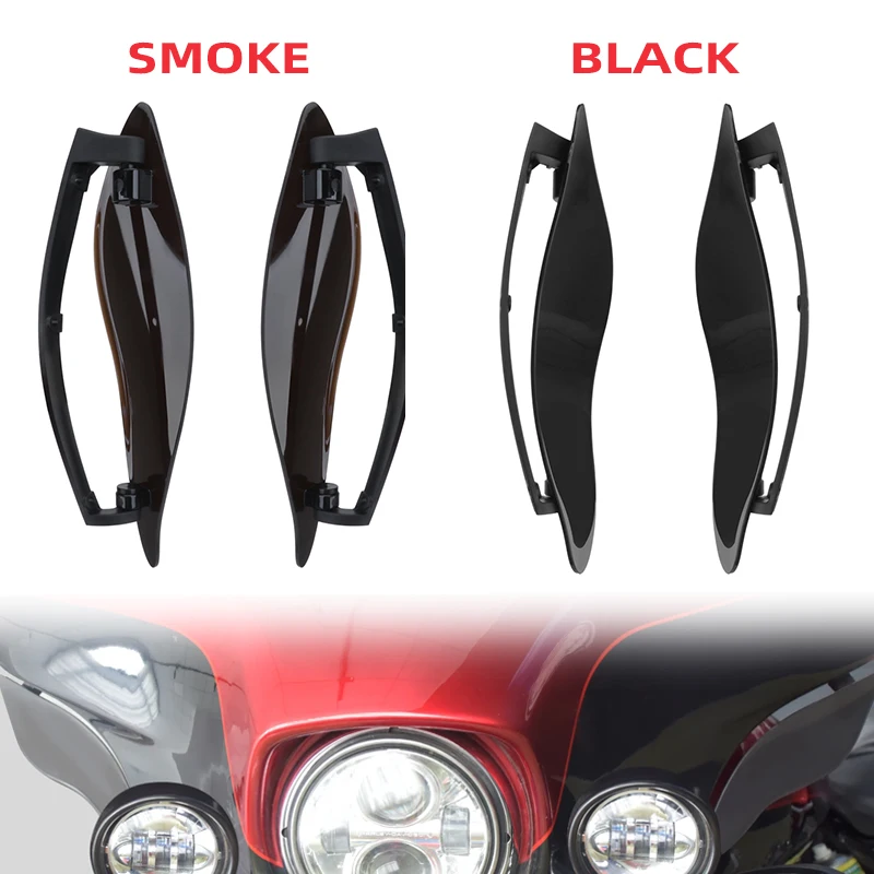 Przednia szyba motocykla boczne skrzydło regulowana owiewka w kształcie skrzydła nietoperza deflektor powietrza dla Harley Touring Electra Street Tri Glide CVO 14-22