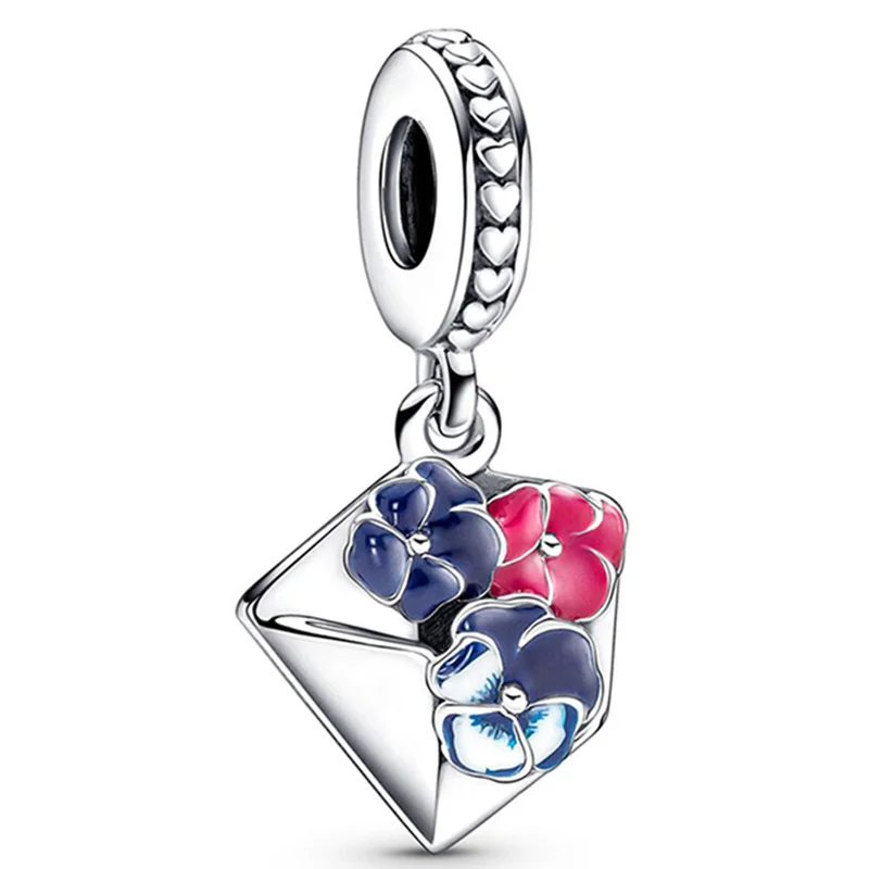 مجموعة الخرز الأزرق مع الماس الفضة مطلي سحر DIY طقم مجوهرات للنساء سوار وقلادة صنع الإكسسوارات 2025 الساخن بيع #6