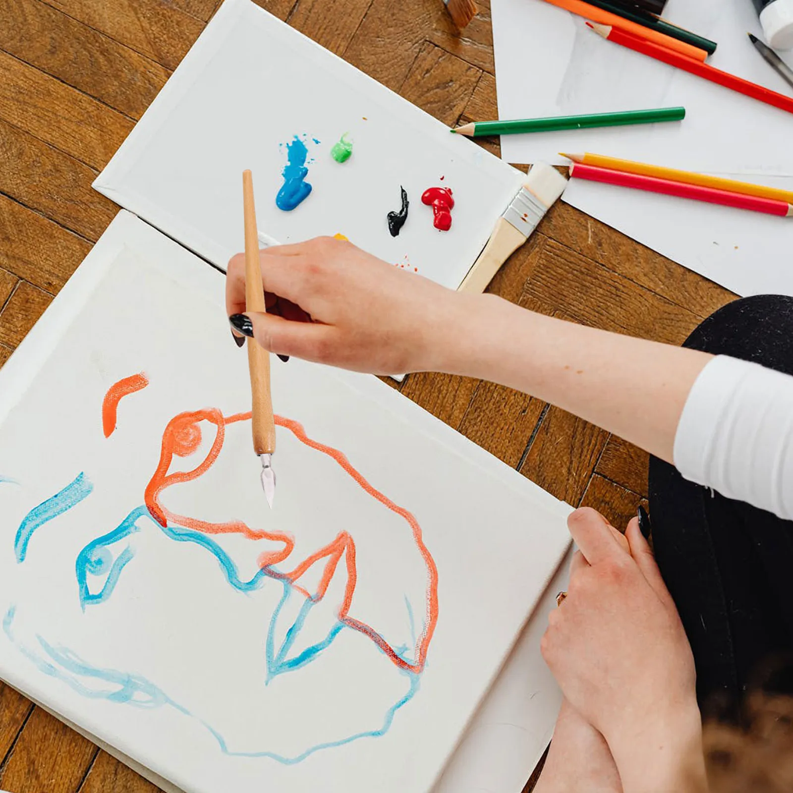 

6Pcs Wood Dip Pen Holder Sturdy Design for Calligraphy Comic Art Sketching - Plastic Nib Holder Drawing Writing Replacement